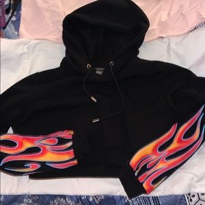 Rue21 Cropped Sweatshirt with Sleeve Flames